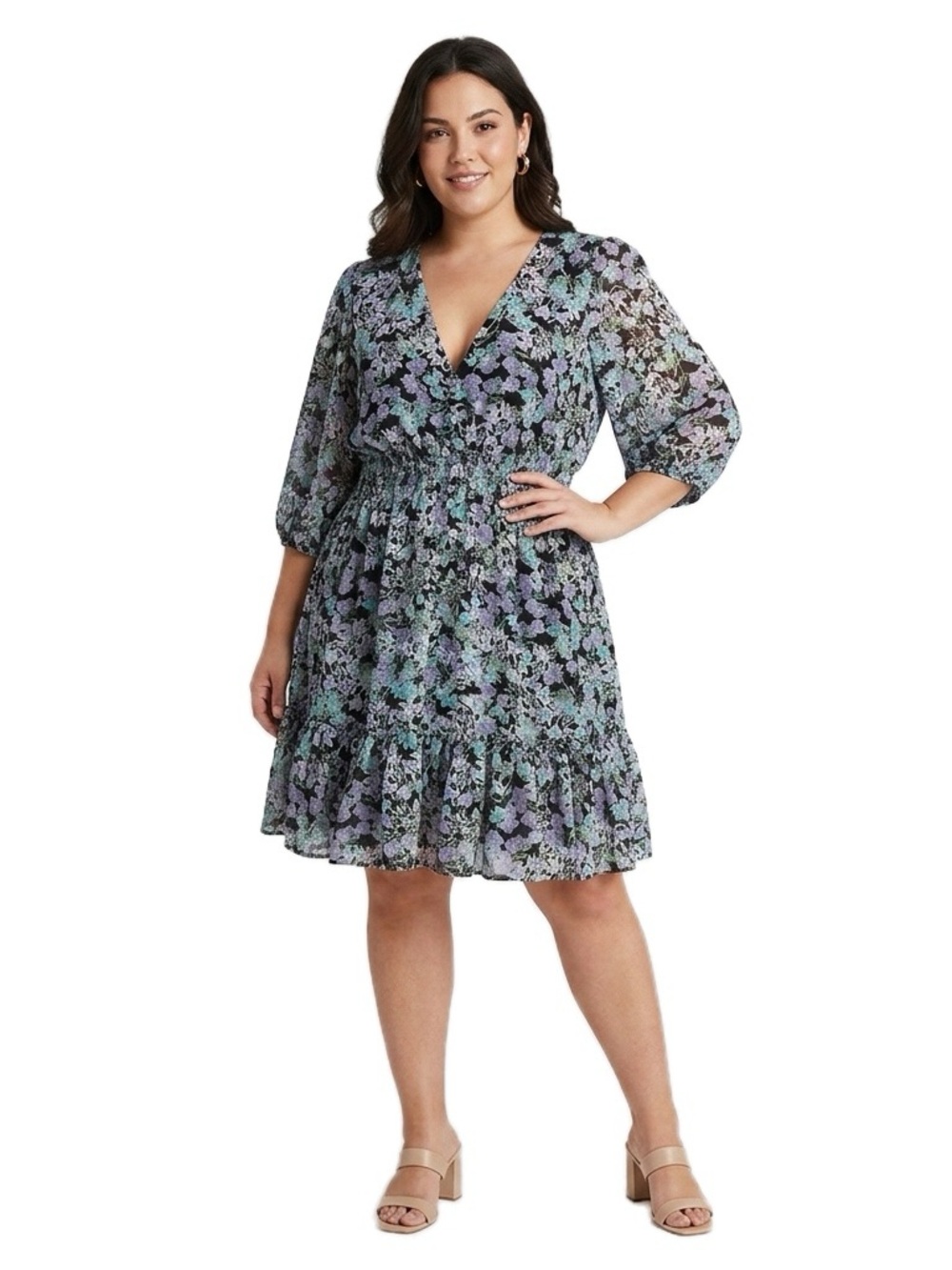 Taylor Floral V-Neck Smocked Waist Dress
